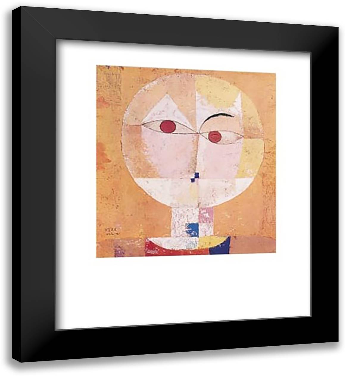 Head Of A Man 26x32 Black Modern Wood Framed Art Print Poster by Klee, Paul