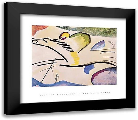 Man On A Horse 32x26 Black Modern Wood Framed Art Print Poster by Kandinsky, Wassily