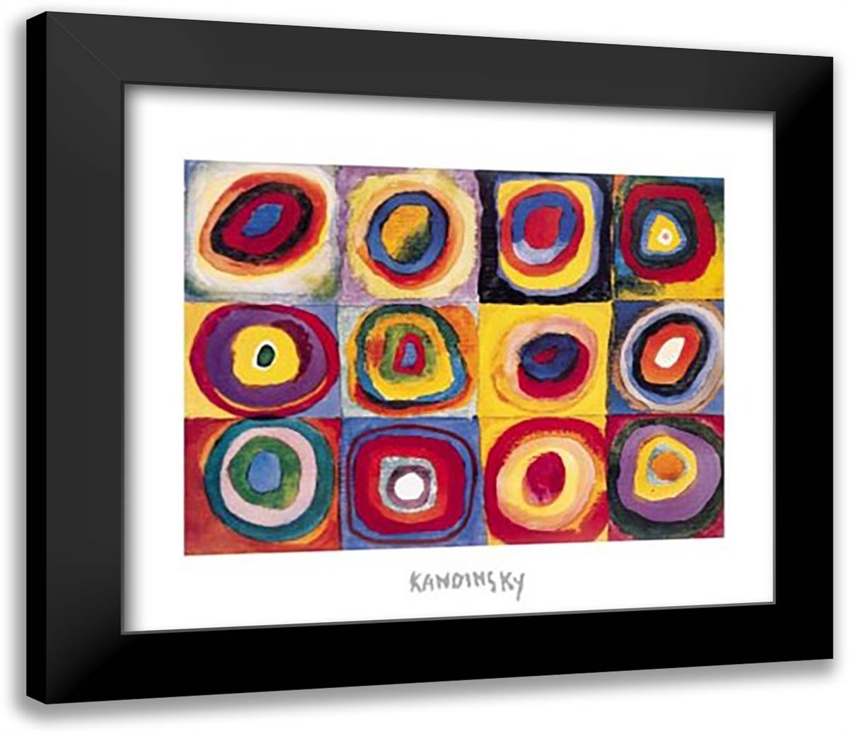 Farbstudie Quadrate 32x26 Black Modern Wood Framed Art Print Poster by Kandinsky, Wassily