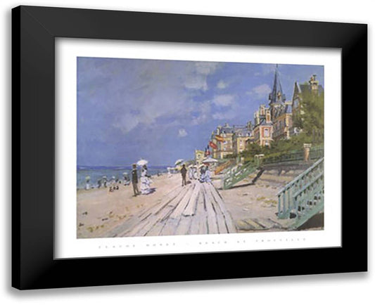 Beach At Trouville 32x26 Black Modern Wood Framed Art Print Poster by Monet, Claude