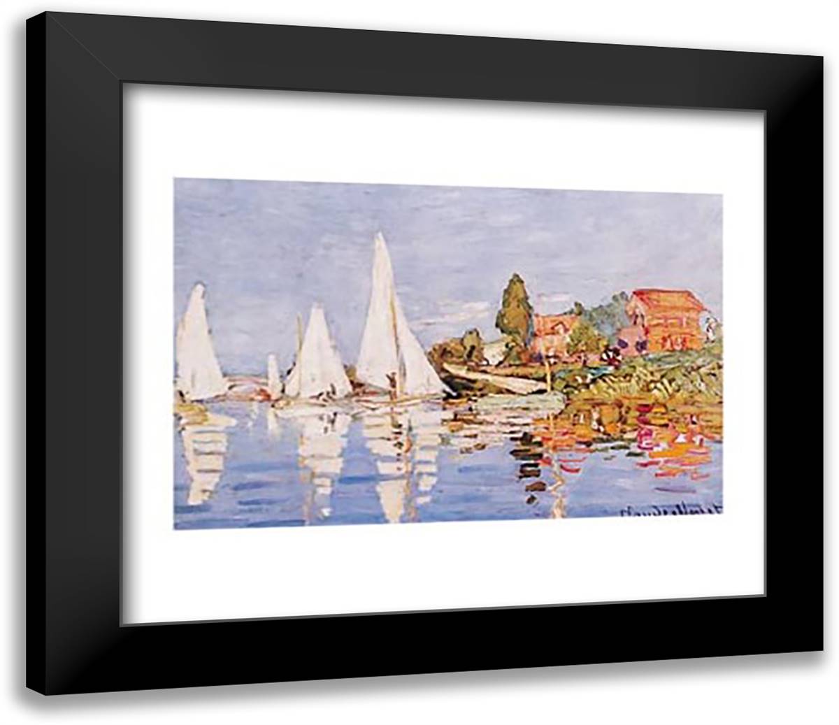 Boats At Argenteuil 32x26 Black Modern Wood Framed Art Print Poster by Monet, Claude