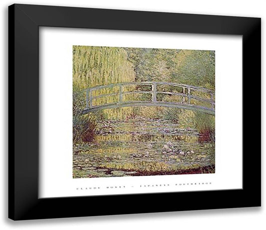 Japanese Footbridge 32x26 Black Modern Wood Framed Art Print Poster by Monet, Claude