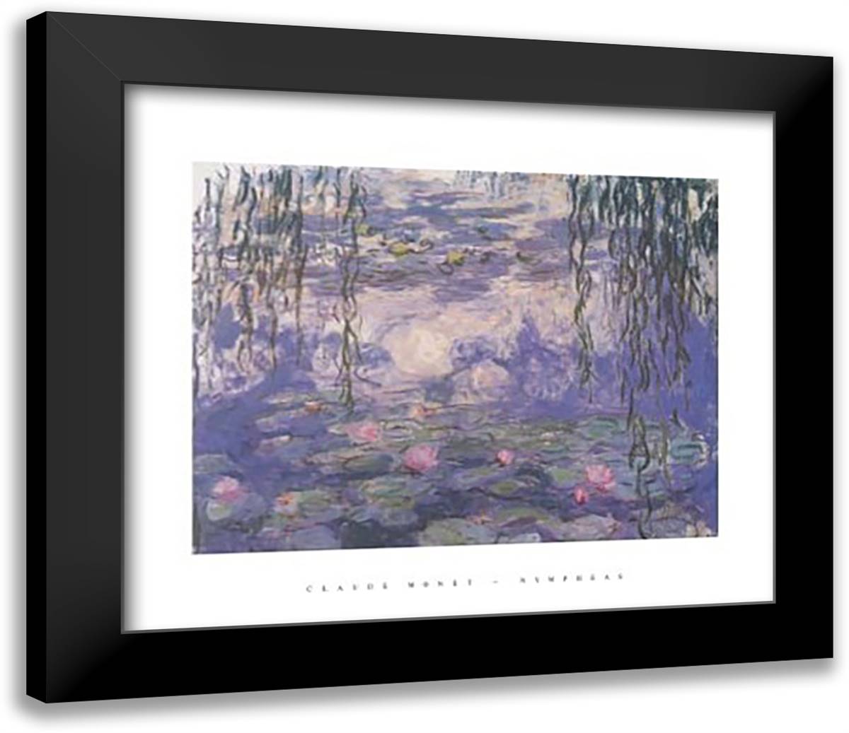 Nympheas 32x26 Black Modern Wood Framed Art Print Poster by Monet, Claude