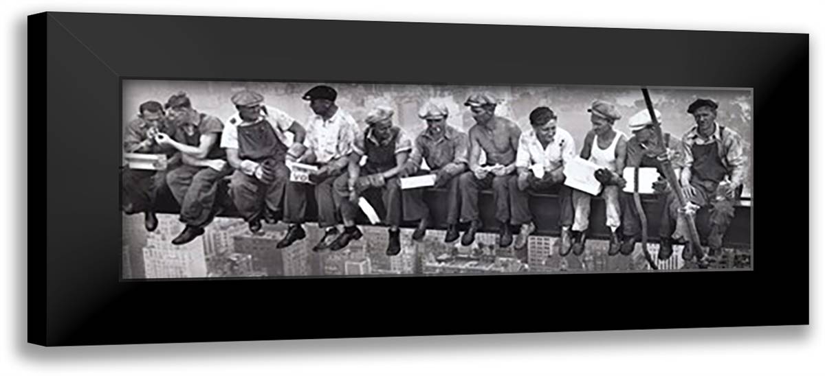 Lunchtime Atop a Skyscraper, c.1932 40x16 Black Modern Wood Framed Art Print Poster by Ebbets, Charles C.