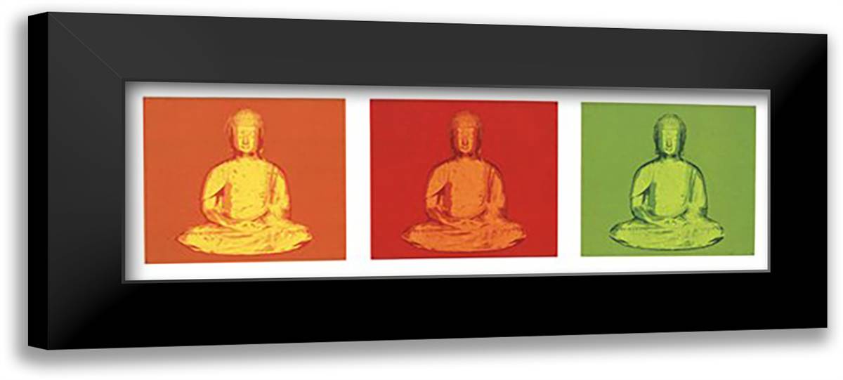 Buddha Pop Art 40x16 Black Modern Wood Framed Art Print Poster