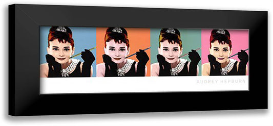 Audrey Hepburn Pop Art 40x16 Black Modern Wood Framed Art Print Poster