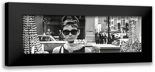 Audrey Hepburn Window 40x16 Black Modern Wood Framed Art Print Poster