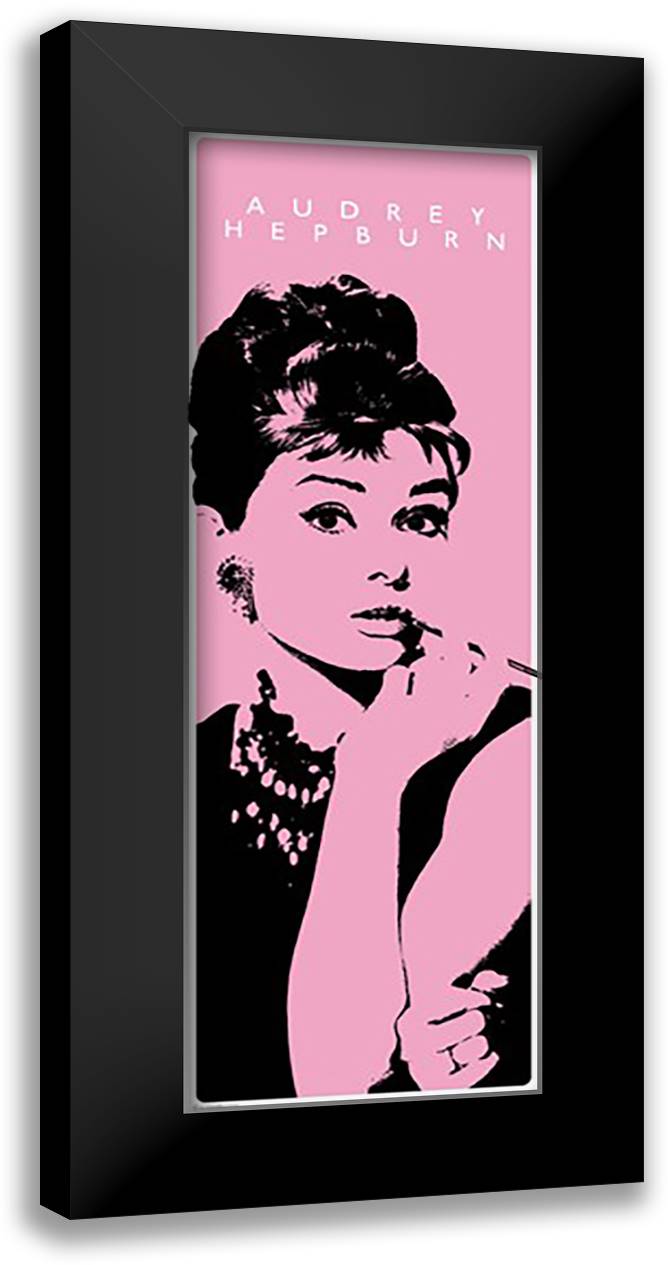 Audrey Hepburn - Cigarello 16x40 Black Modern Wood Framed Art Print Poster