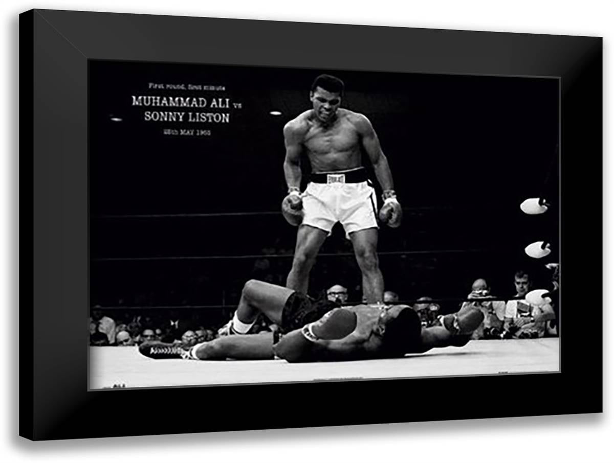 Muhammad Ali vs. Sonny Listion 24x20 Black Modern Wood Framed Art Print Poster