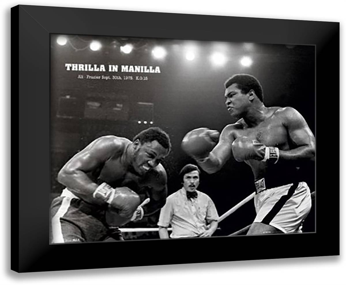 Muhammad Ali - Thrilla In Manilla 24x20 Black Modern Wood Framed Art Print Poster