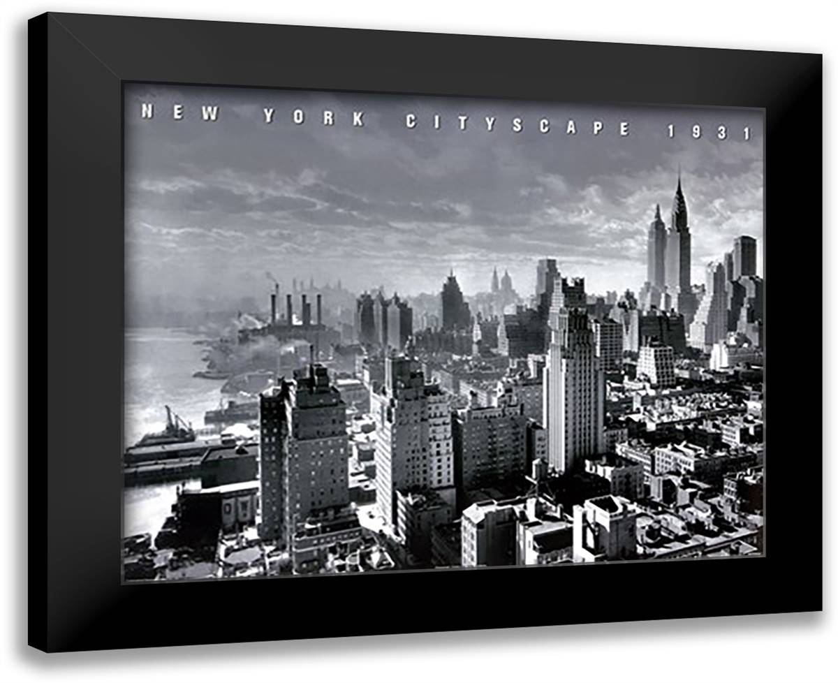 New York Cityscape 24x20 Black Modern Wood Framed Art Print Poster