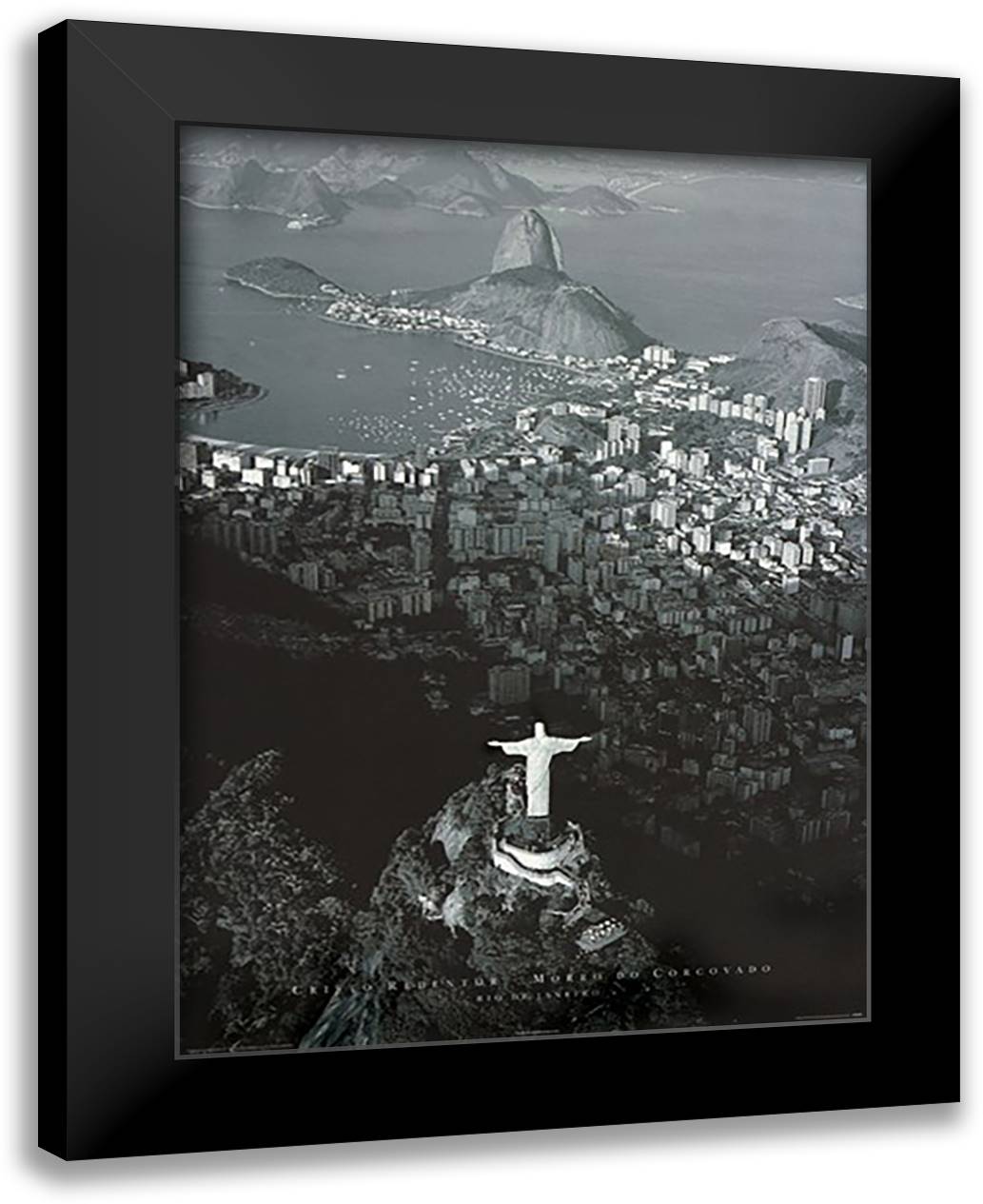 B/W Rio De Janeiro 20x24 Black Modern Wood Framed Art Print Poster