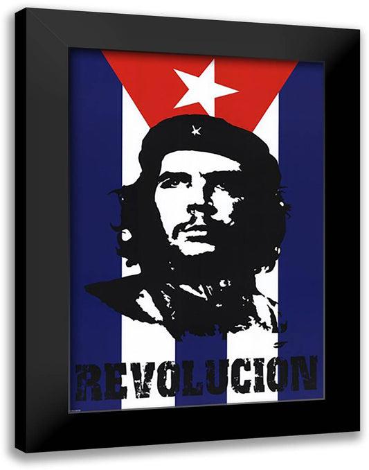 Che Guevara (Flag) 28x36 Black Modern Wood Framed Art Print Poster