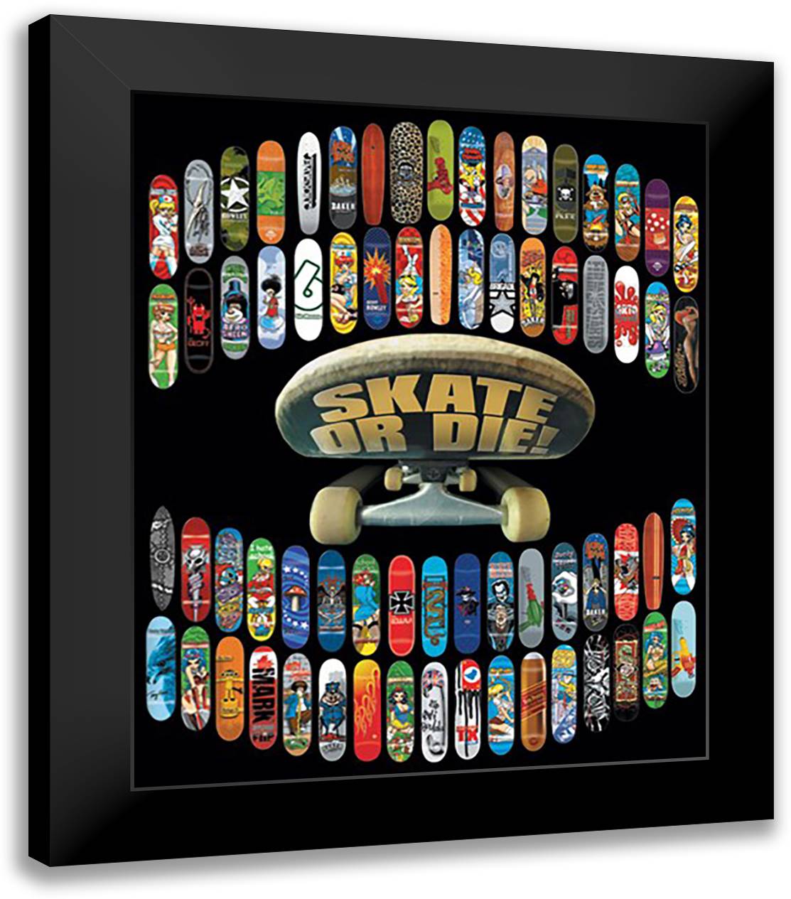 Skate Or Die 20x24 Black Modern Wood Framed Art Print Poster