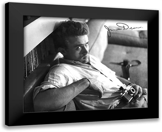 James Dean (camera) 24x20 Black Modern Wood Framed Art Print Poster