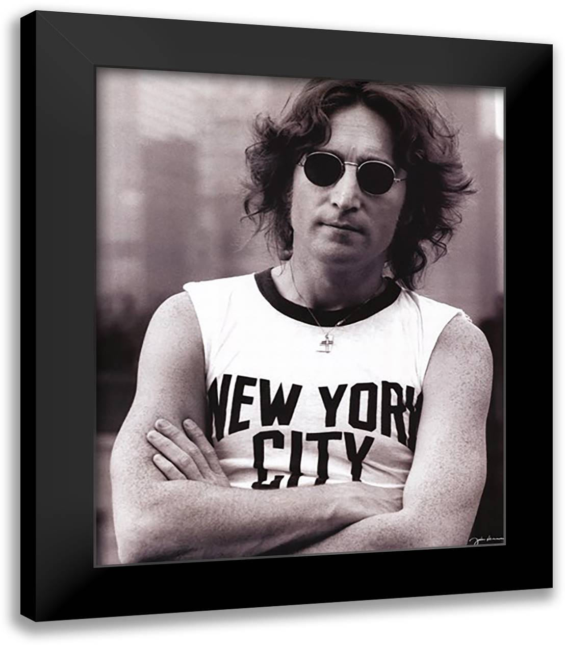 John Lennon (NYC) 20x24 Black Modern Wood Framed Art Print Poster