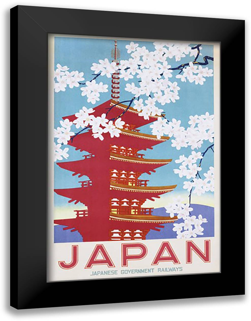 Japan Railways (Blossom)MPP500 20x24 Black Modern Wood Framed Art Print Poster