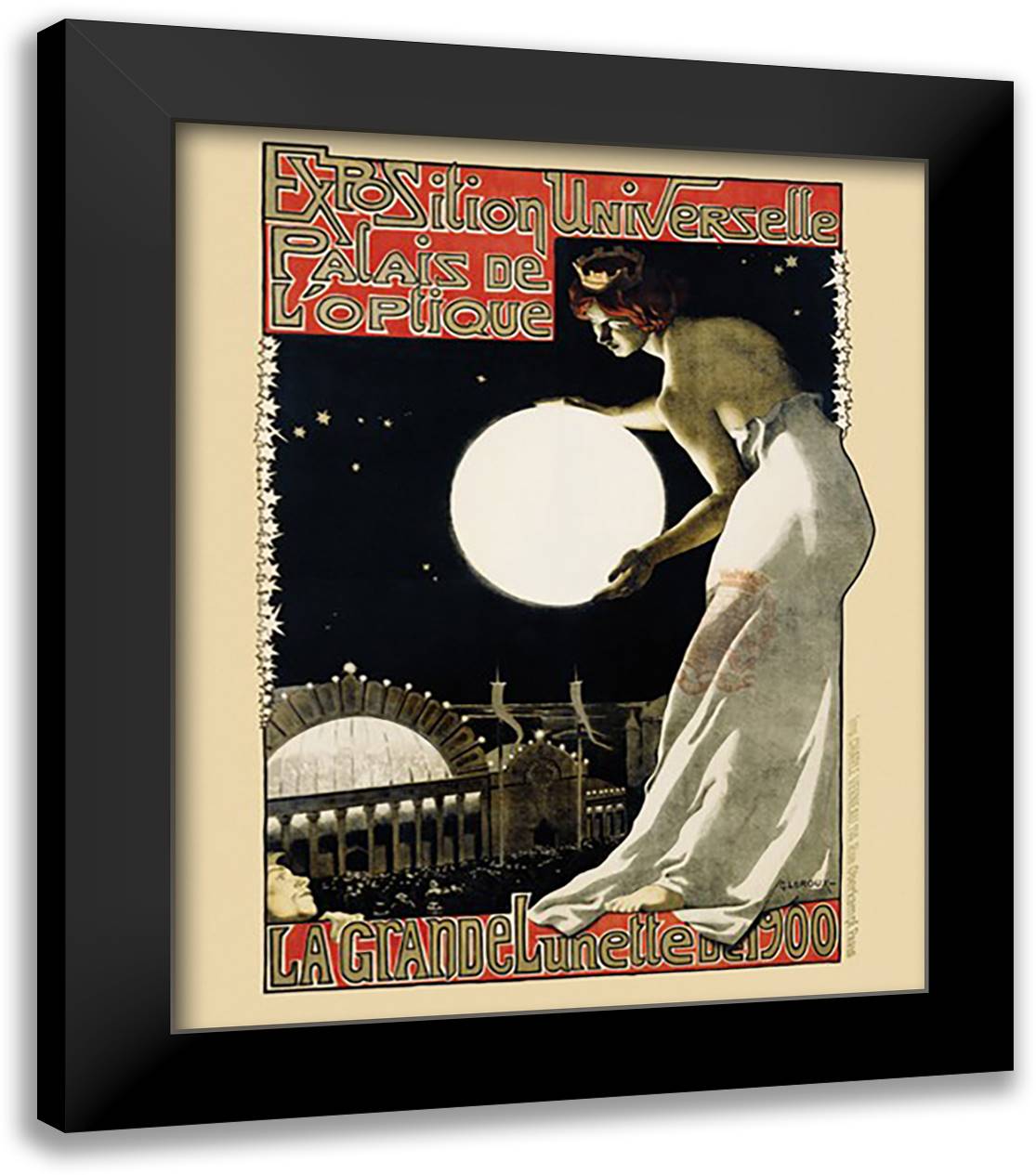 La Grande Lunette (Moonlight) 20x24 Black Modern Wood Framed Art Print Poster