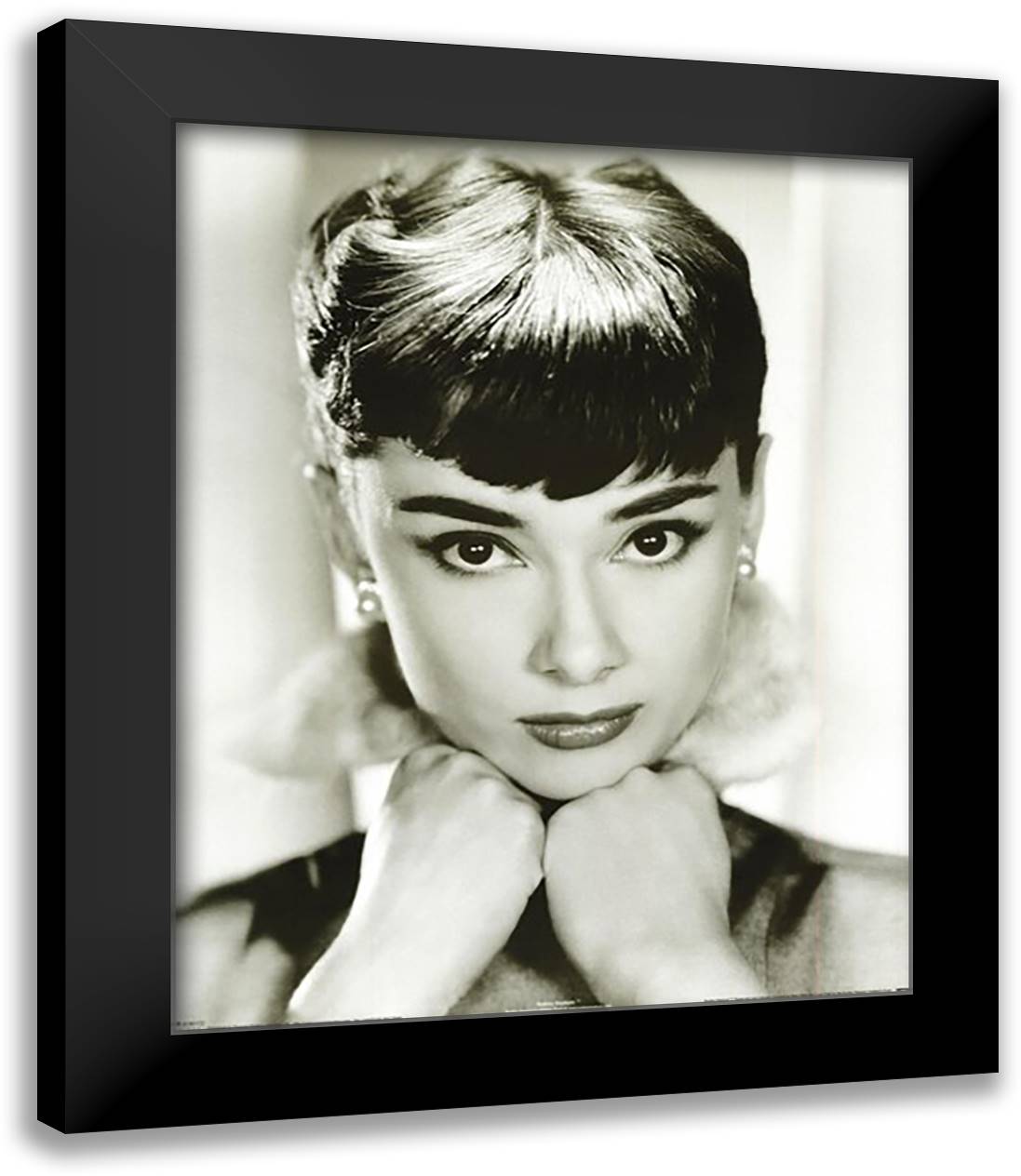 Audrey Hepburn - Sepia 20x24 Black Modern Wood Framed Art Print Poster