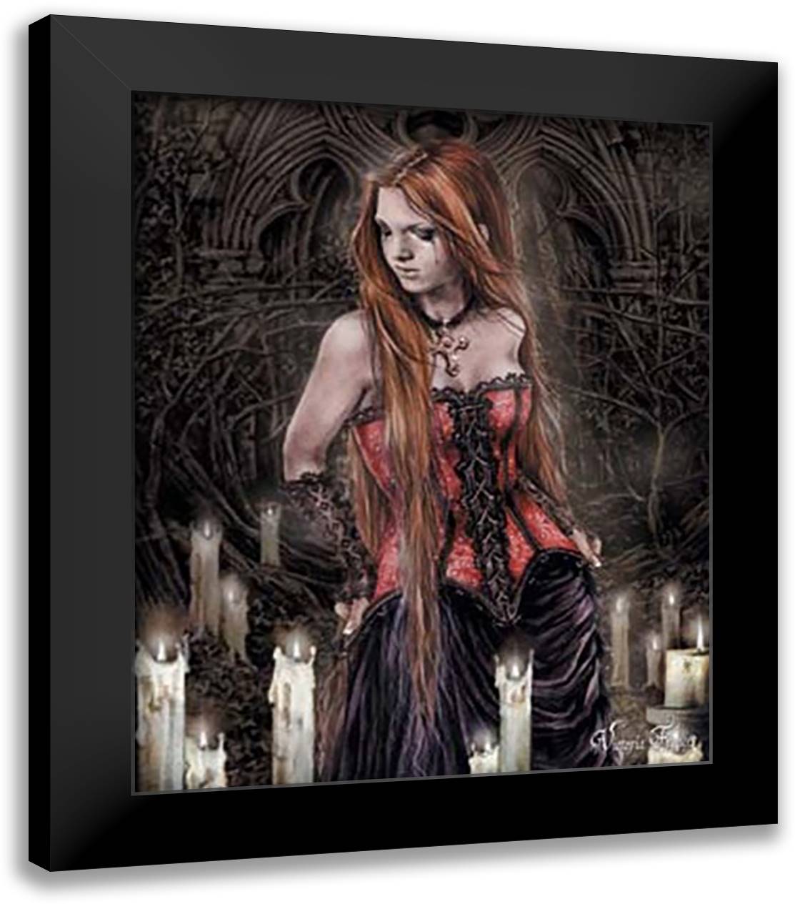 Red Basque 20x24 Black Modern Wood Framed Art Print Poster by Frances, Victoria