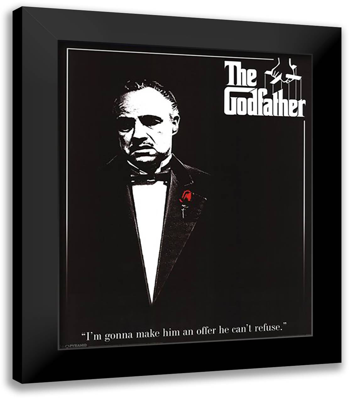 The Godfather - Red Rose 20x24 Black Modern Wood Framed Art Print Poster