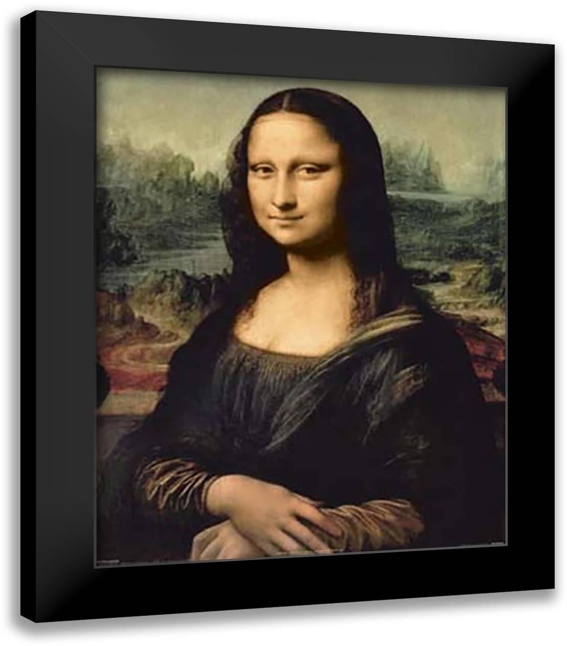 Leonardo DaVinci's Mona Lisa 20x24 Black Modern Wood Framed Art Print Poster