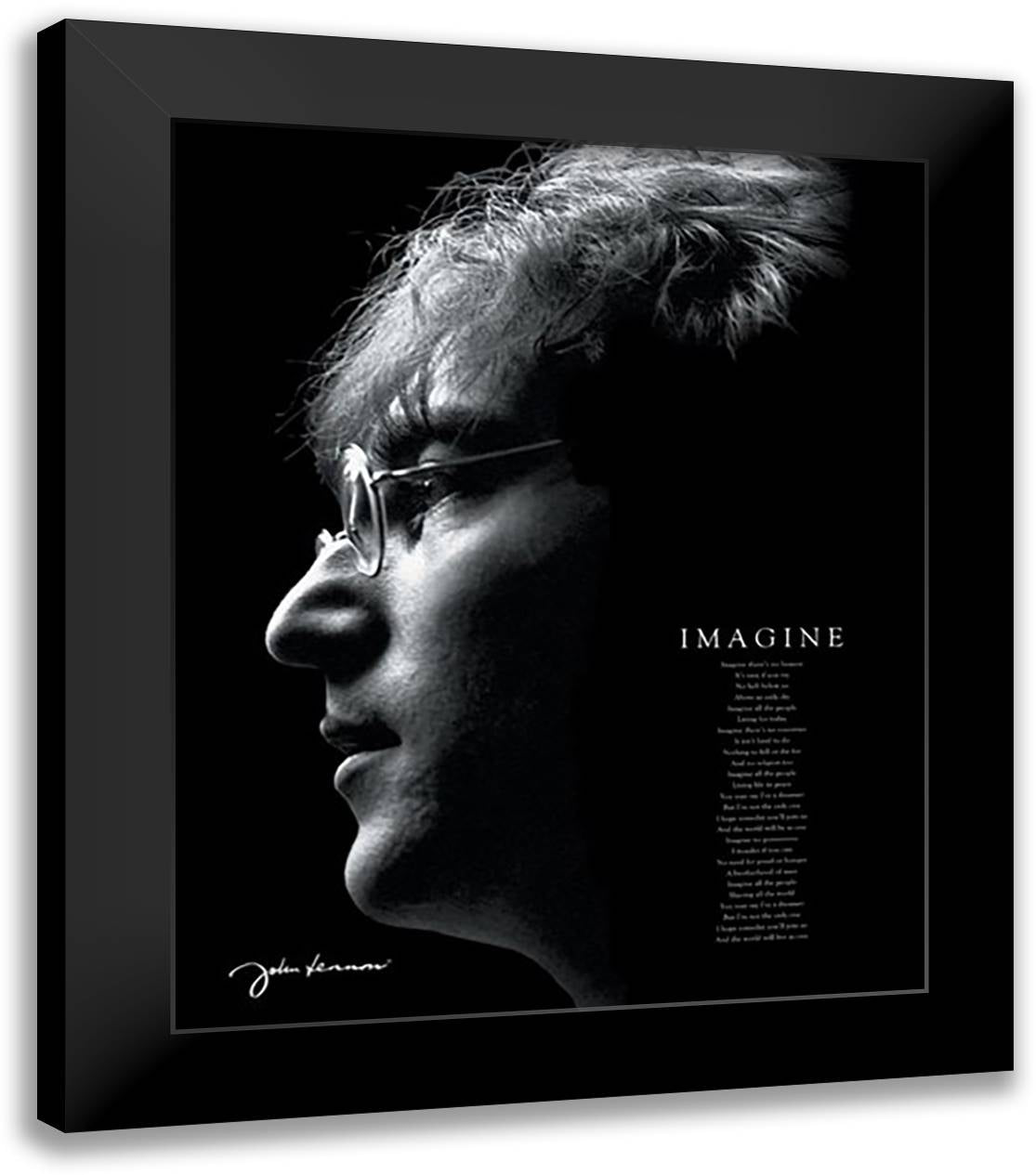 John Lennon Imagine 20x24 Black Modern Wood Framed Art Print Poster