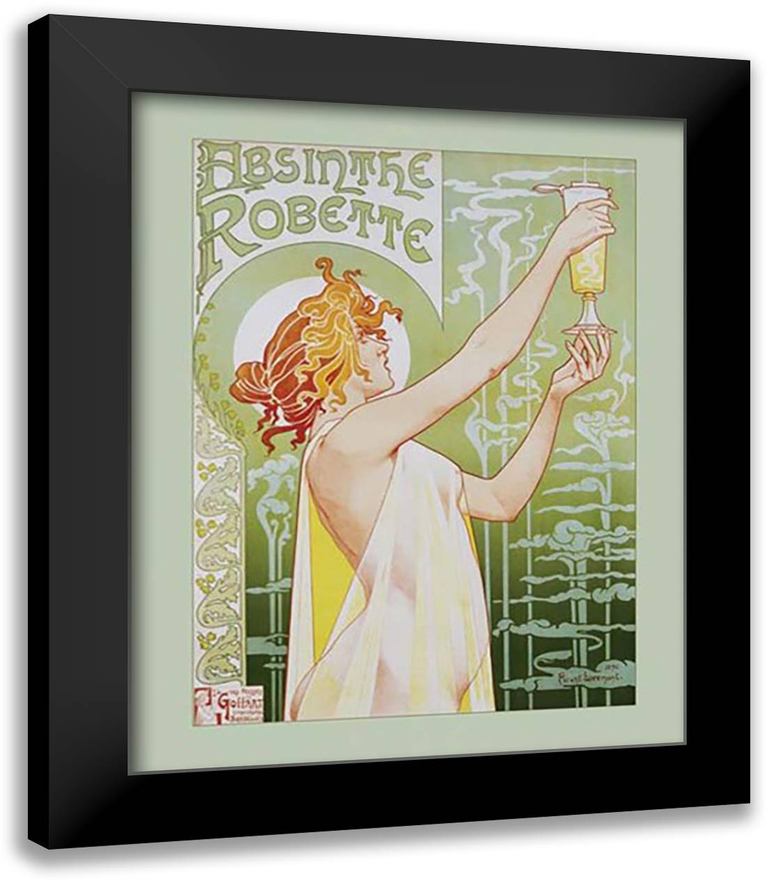 Absinthe Robette 20x24 Black Modern Wood Framed Art Print Poster by Livemont, Privat