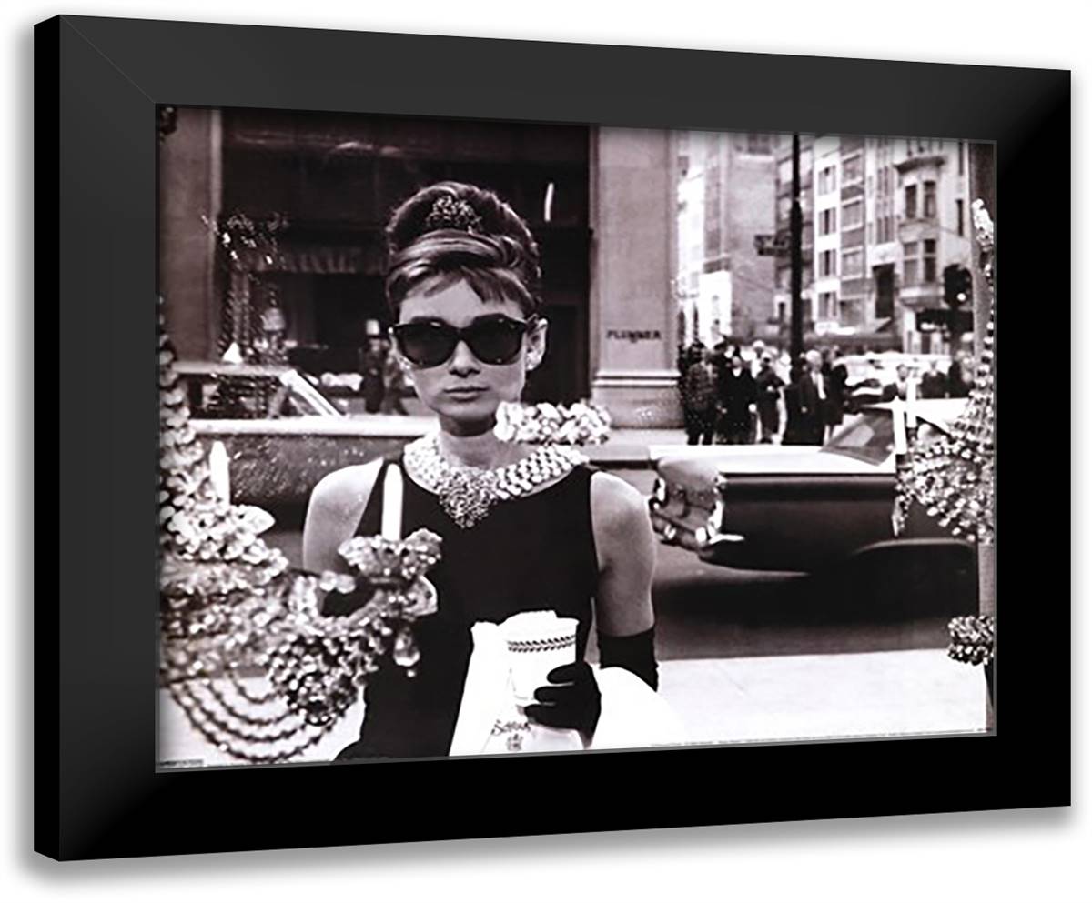 Audrey Hepburn - Window 24x20 Black Modern Wood Framed Art Print Poster