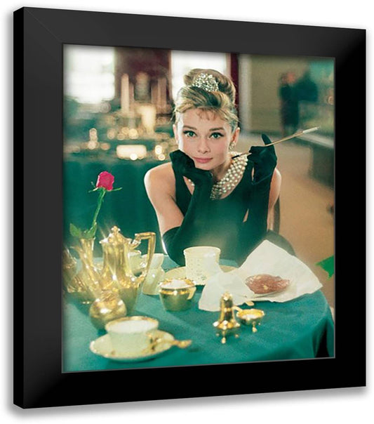 Audrey Hepburn - Breakfast Co 20x24 Black Modern Wood Framed Art Print Poster