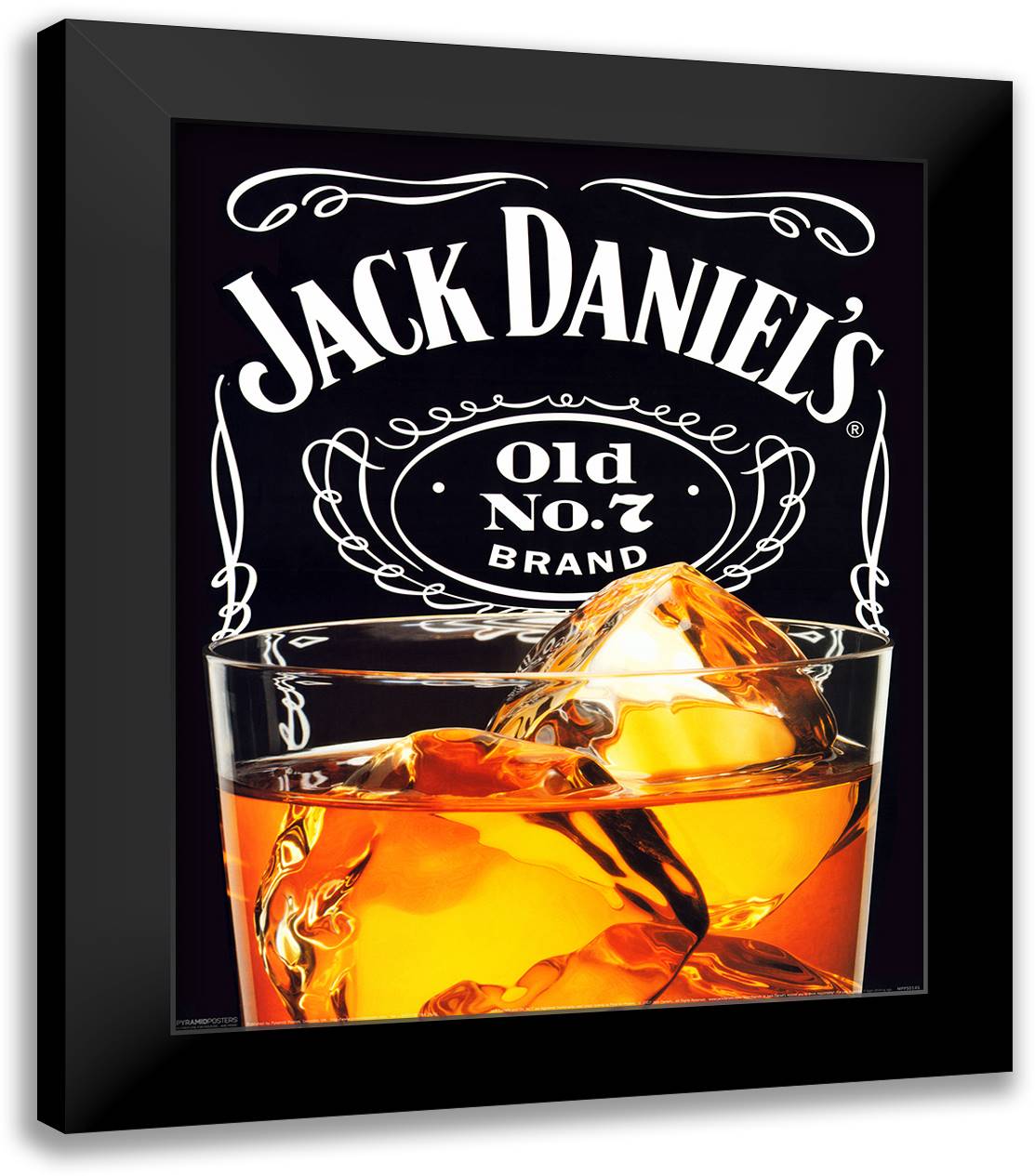 Jack Daniel's on the Rocks 20x24 Black Modern Wood Framed Art Print Poster