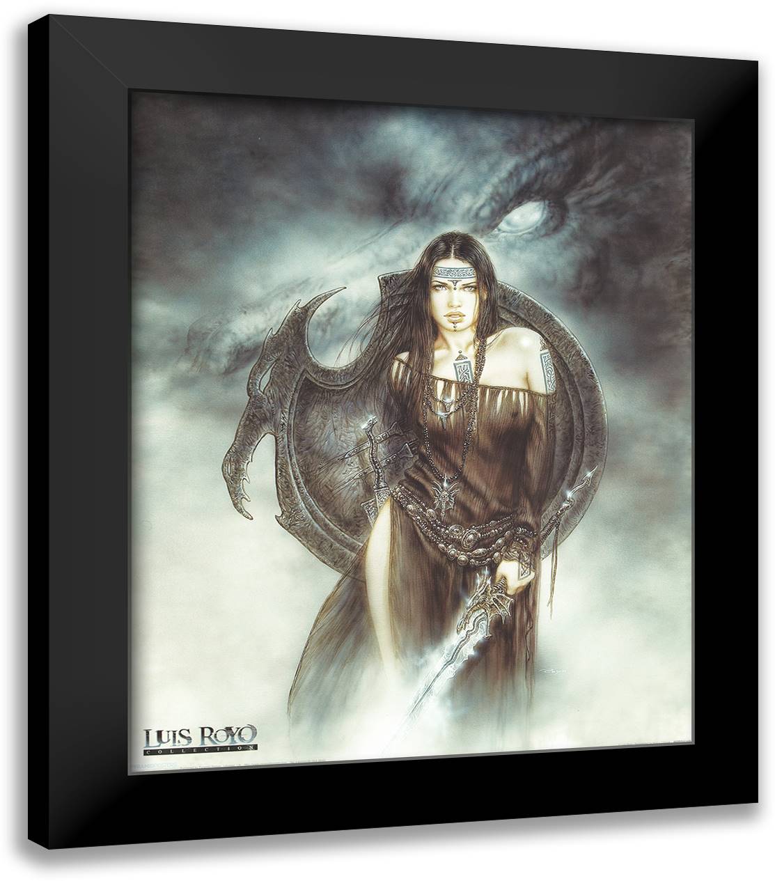 Dragon Spirit 20x24 Black Modern Wood Framed Art Print Poster by Royo, Luis