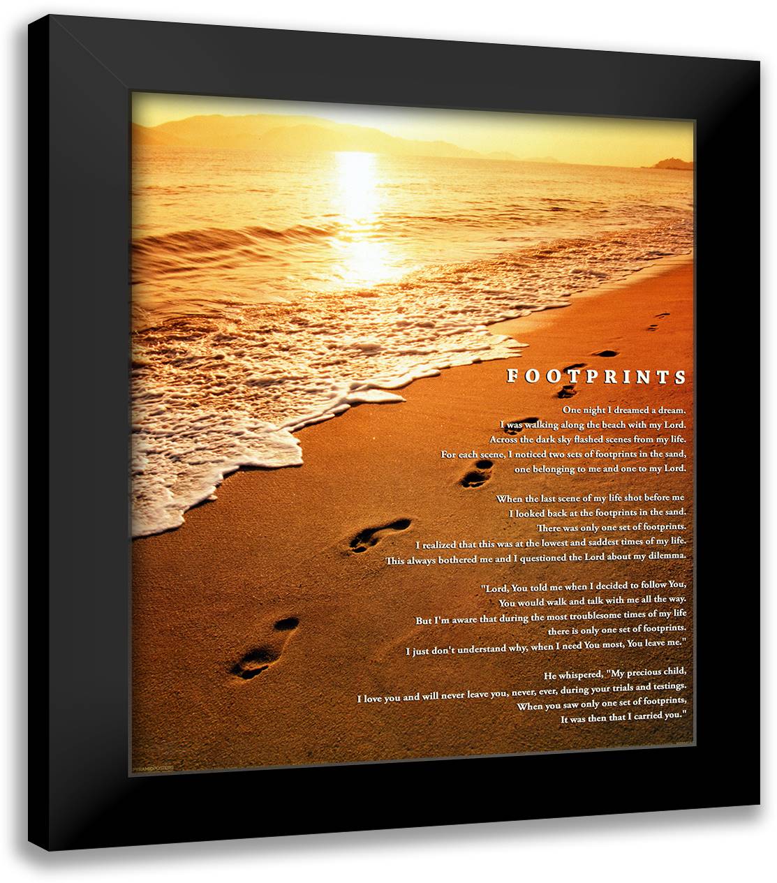 Footprints 20x24 Black Modern Wood Framed Art Print Poster