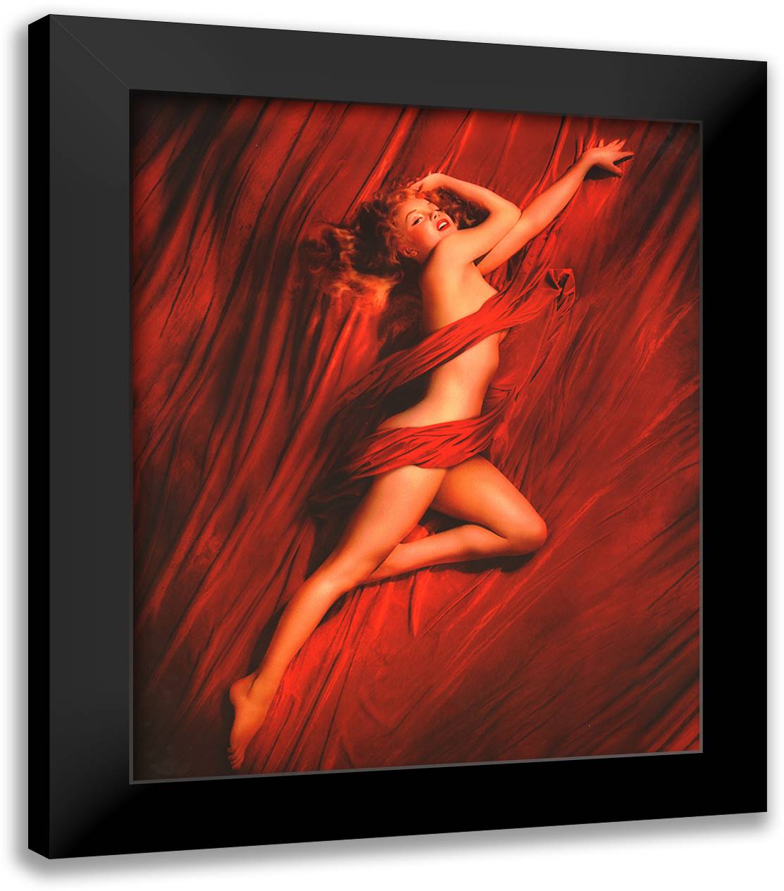 Marilyn Monroe - Red Silk 20x24 Black Modern Wood Framed Art Print Poster