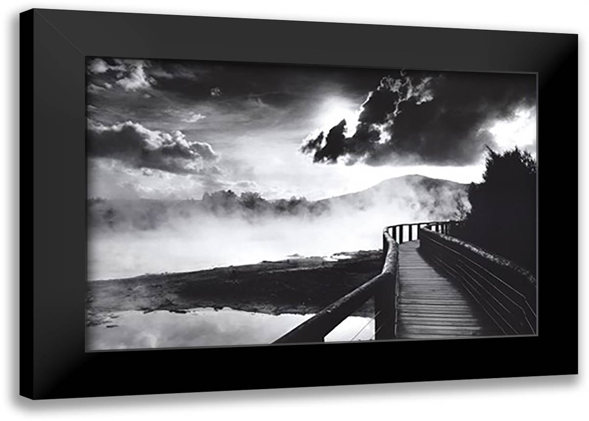 Walkway Over The Lake 40x28 Black Modern Wood Framed Art Print Poster