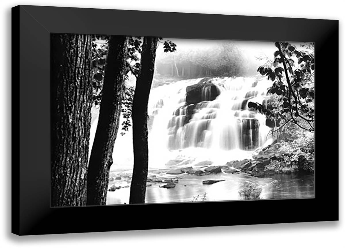 Waterfall Lake 40x28 Black Modern Wood Framed Art Print Poster