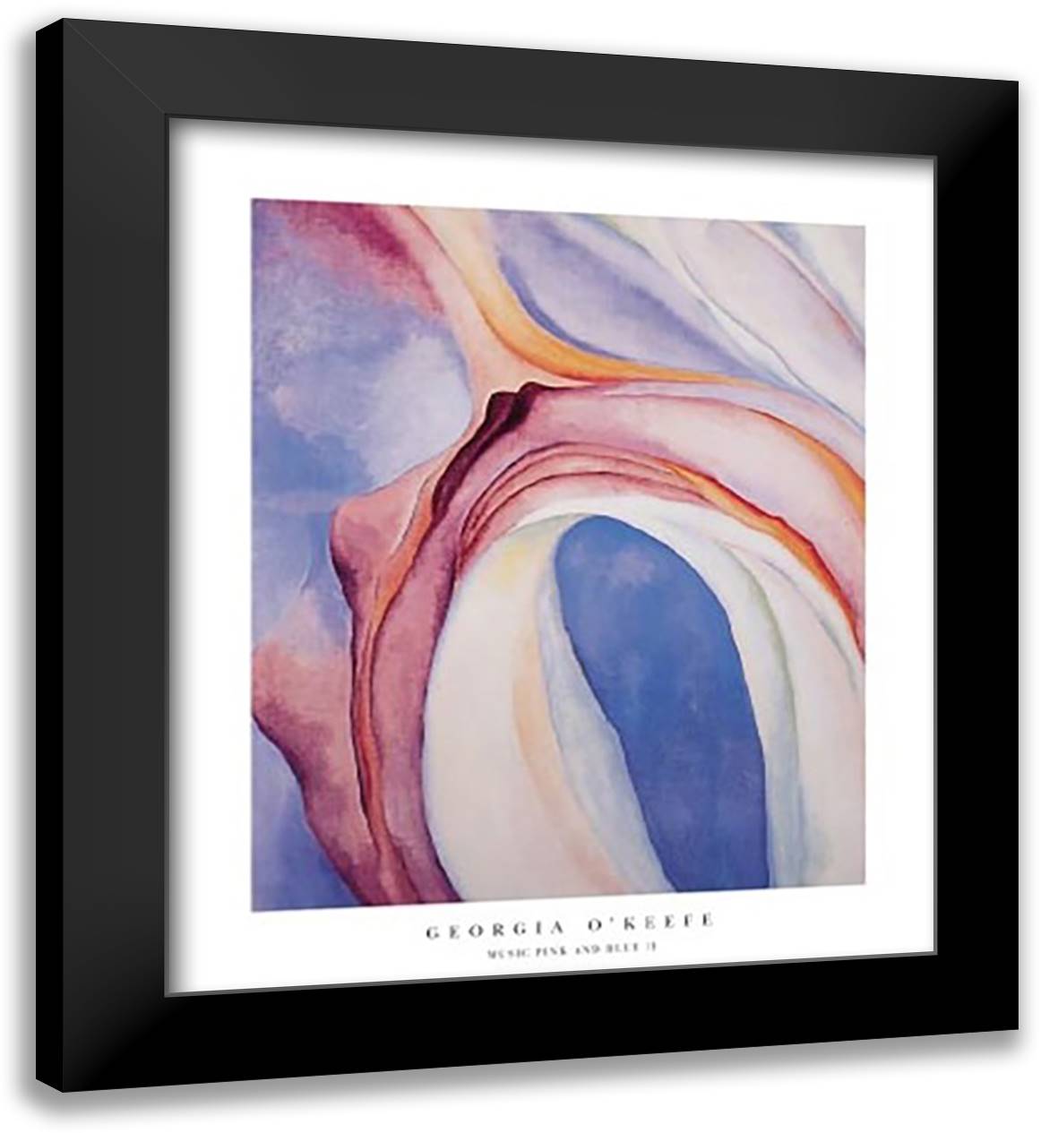 Music - Pink And Blue 26x32 Black Modern Wood Framed Art Print Poster by O'Keeffe, Georgia