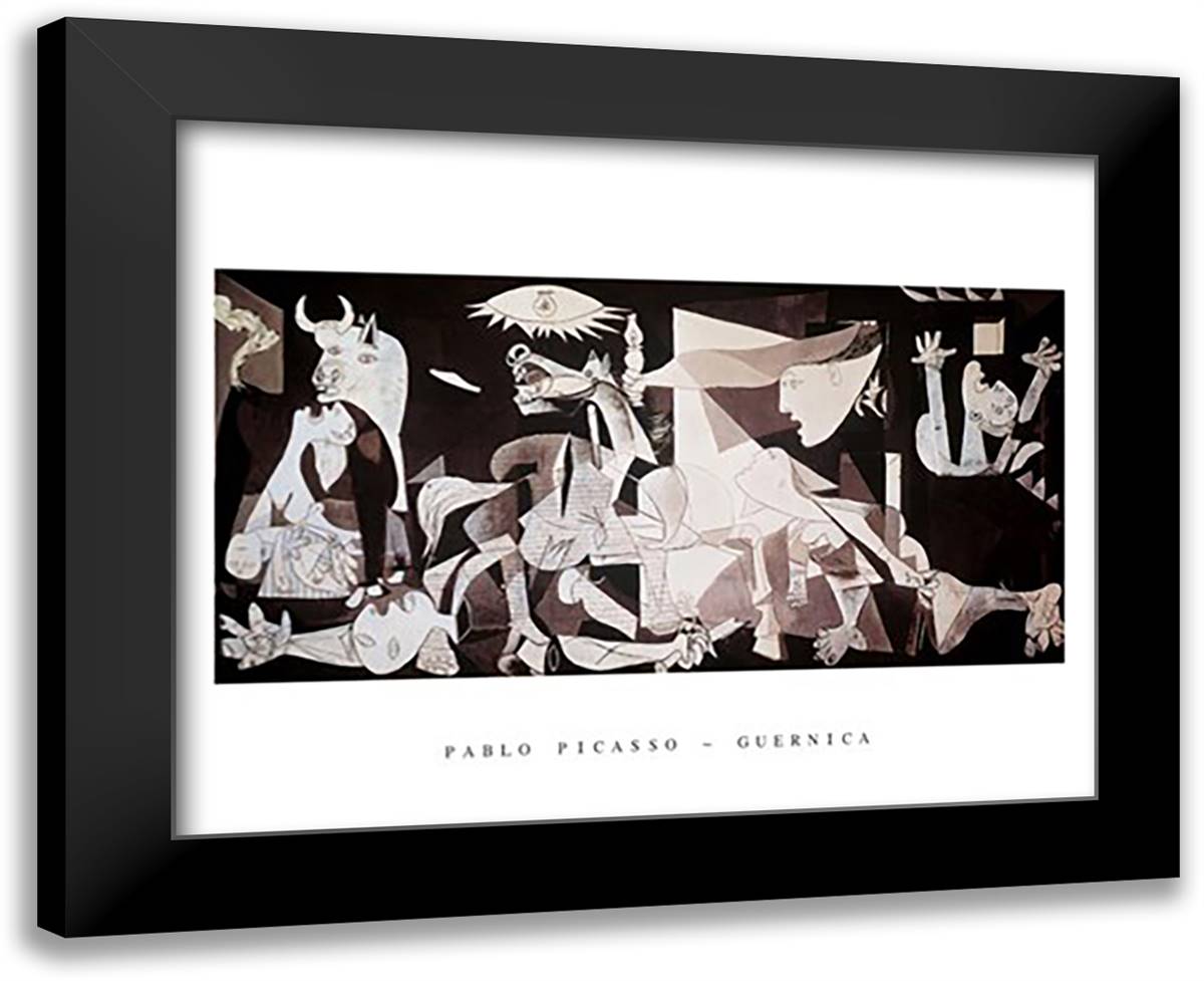 Guernica 32x24 Black Modern Wood Framed Art Print Poster by Picasso, Pablo