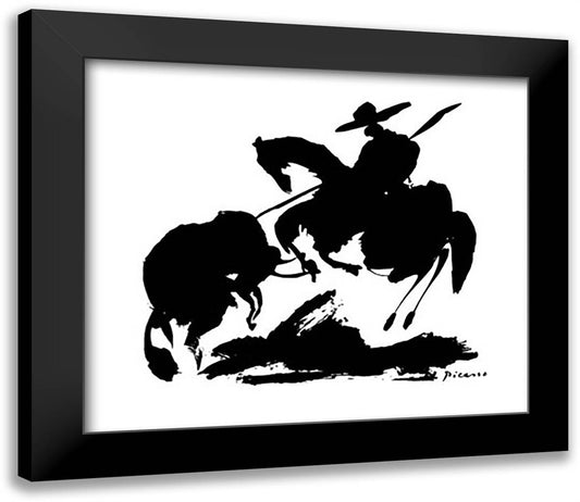 Bullfight I - Horse Air 32x26 Black Modern Wood Framed Art Print Poster by Picasso, Pablo