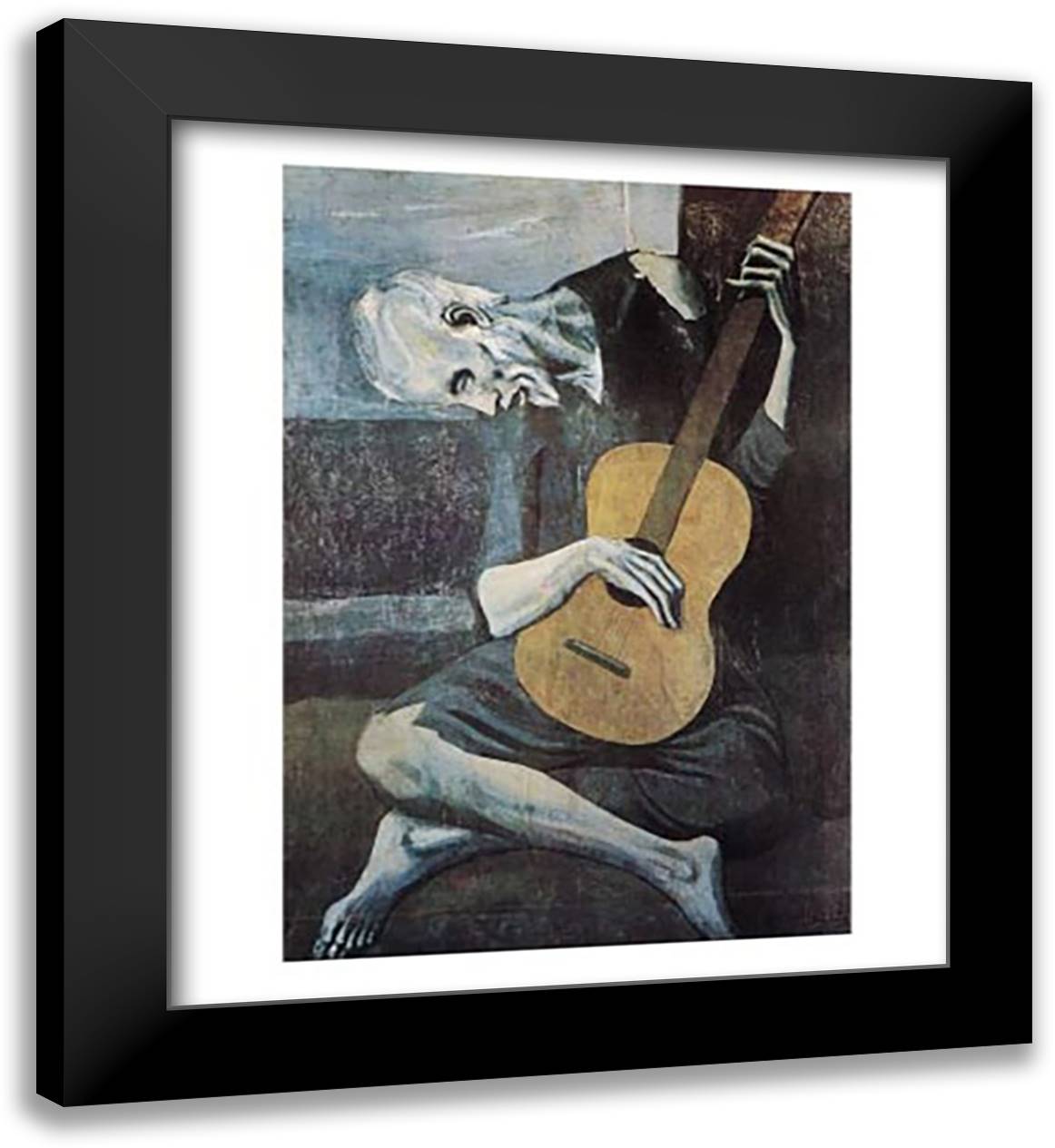 Old Guitarist 26x32 Black Modern Wood Framed Art Print Poster by Picasso, Pablo