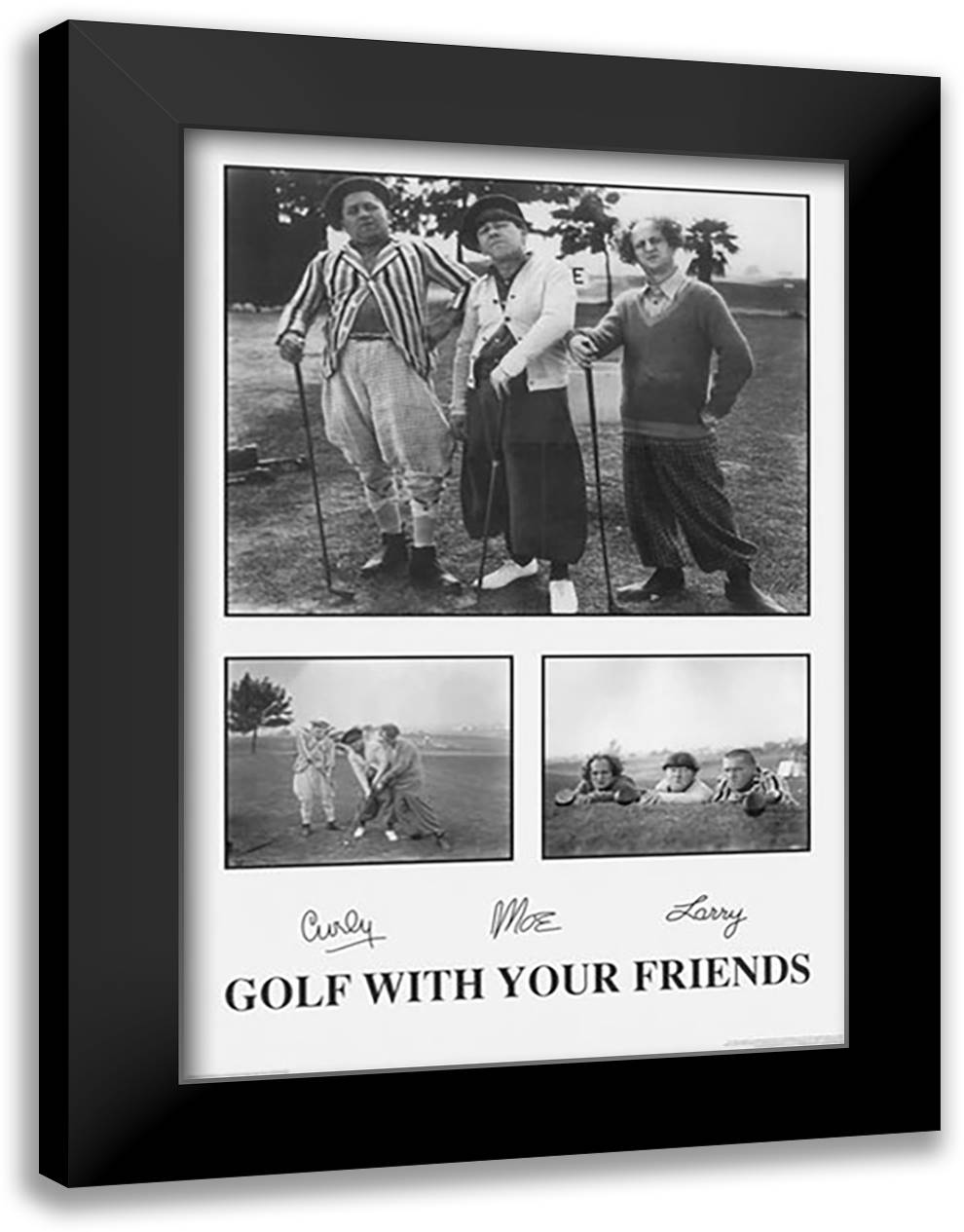 Three Stooges-Golf 28x40 Black Modern Wood Framed Art Print Poster