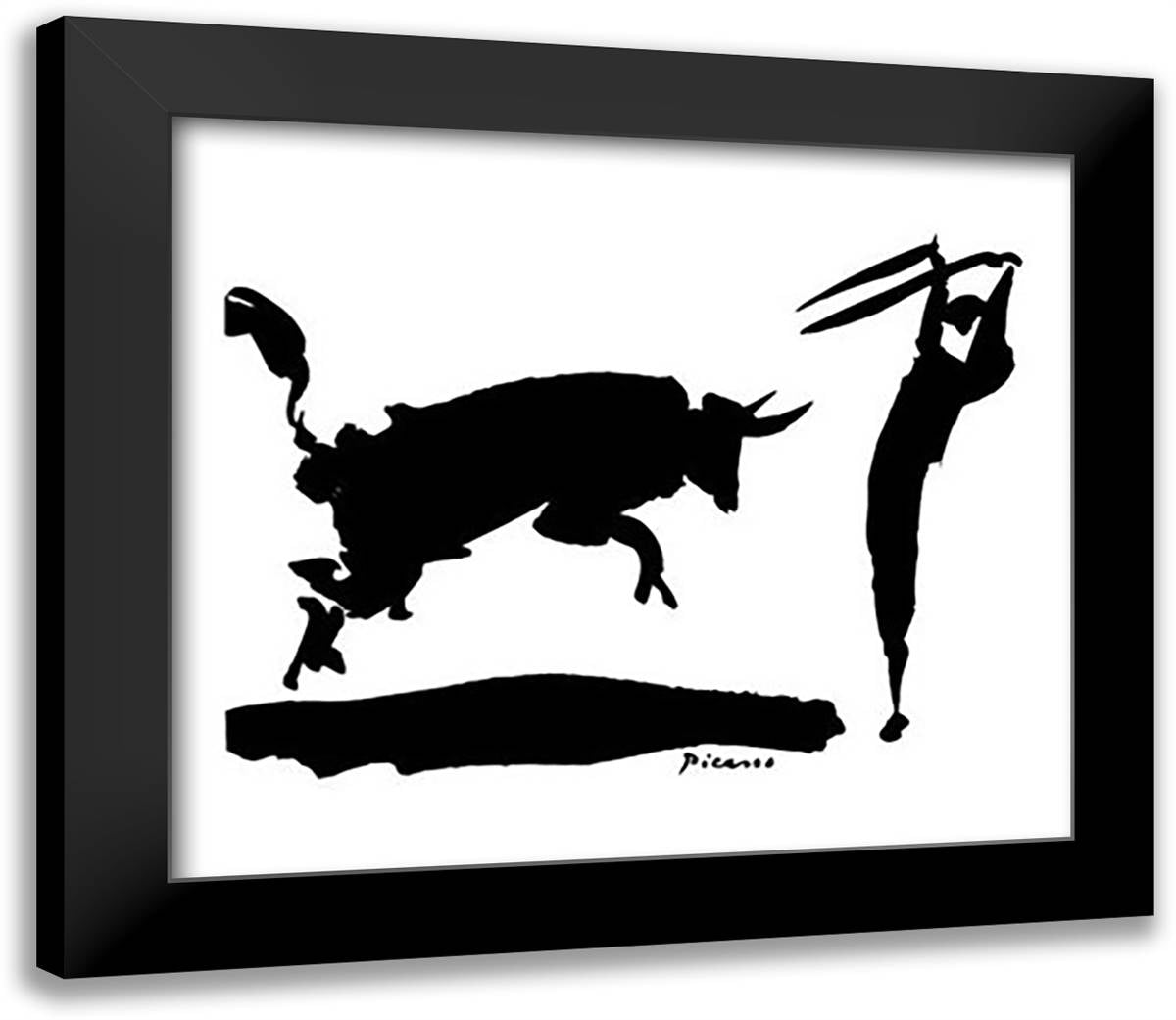 Bullfight III - Picador 32x26 Black Modern Wood Framed Art Print Poster by Picasso, Pablo