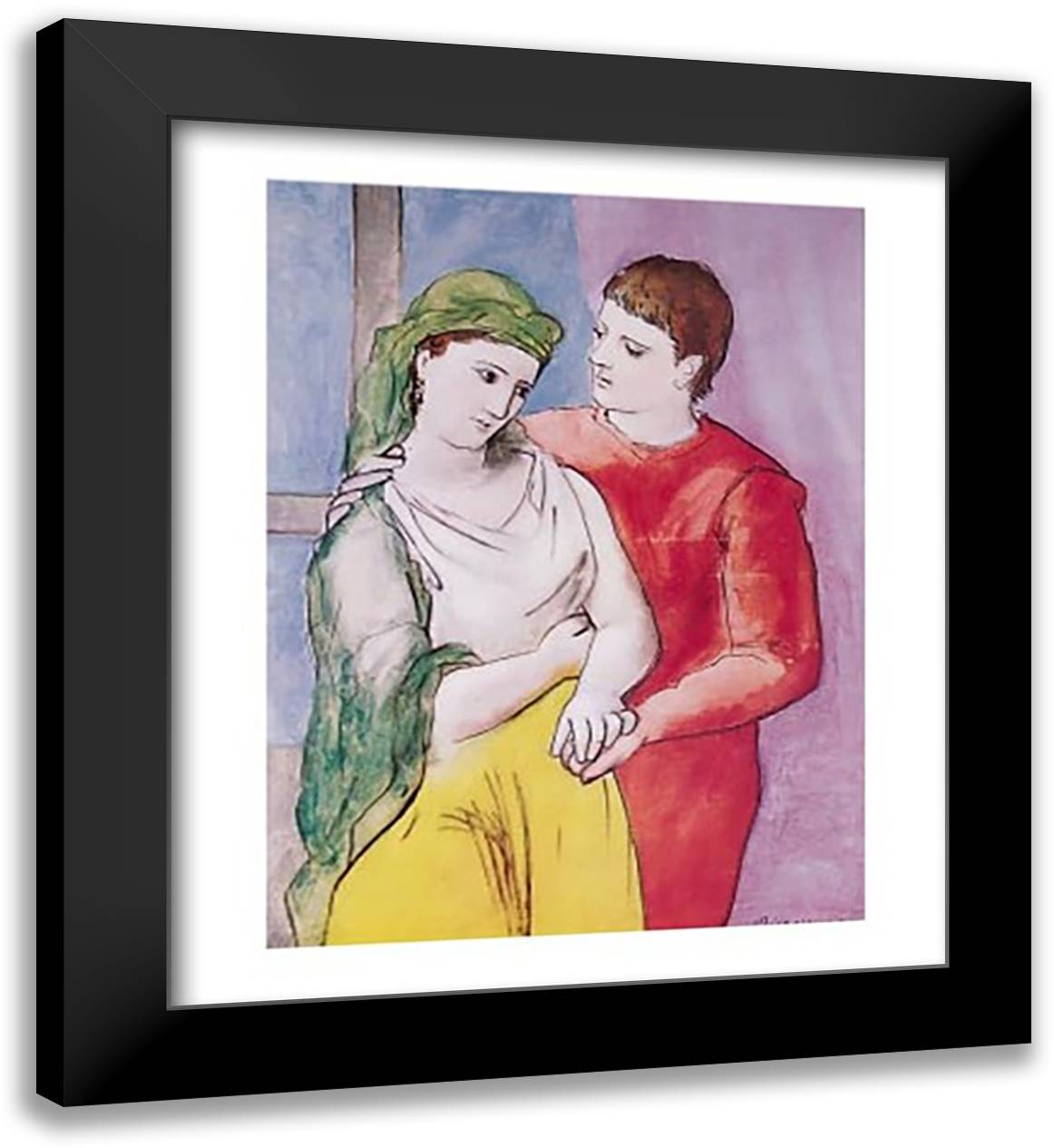 Lovers 26x32 Black Modern Wood Framed Art Print Poster by Picasso, Pablo