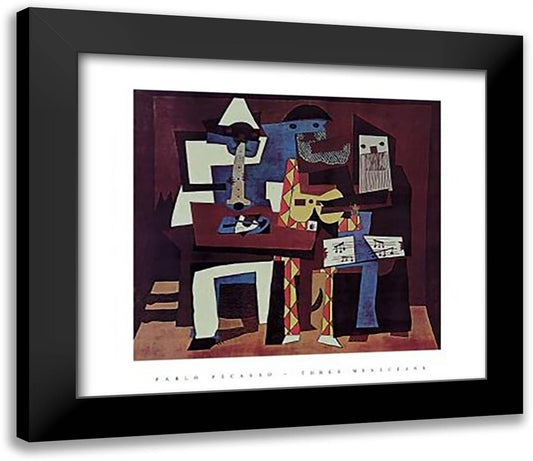 Three Musicians 32x26 Black Modern Wood Framed Art Print Poster by Picasso, Pablo