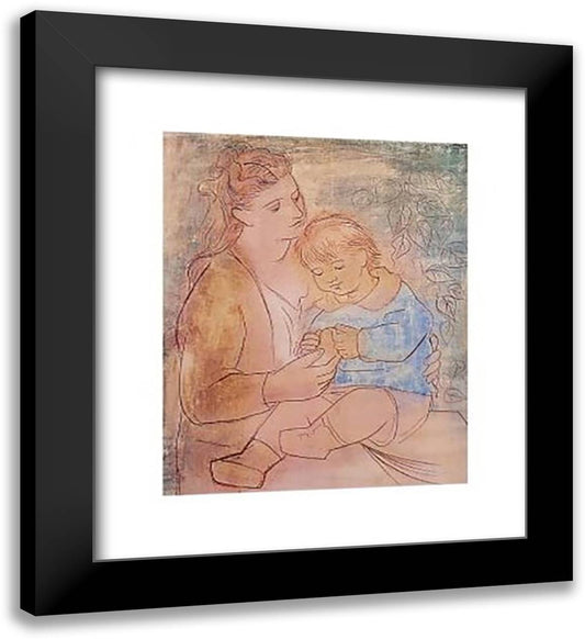 Mother And Child 26x32 Black Modern Wood Framed Art Print Poster by Picasso, Pablo