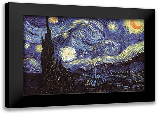 The Starry Night, c.1889 40x28 Black Modern Wood Framed Art Print Poster by Van Gogh, Vincent