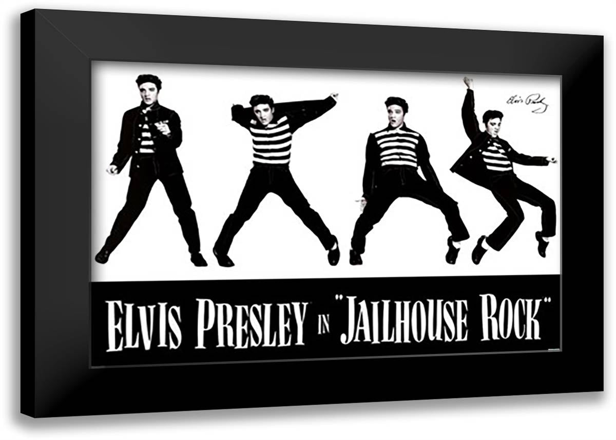 Elvis - Jailhouse Rock 40x28 Black Modern Wood Framed Art Print Poster