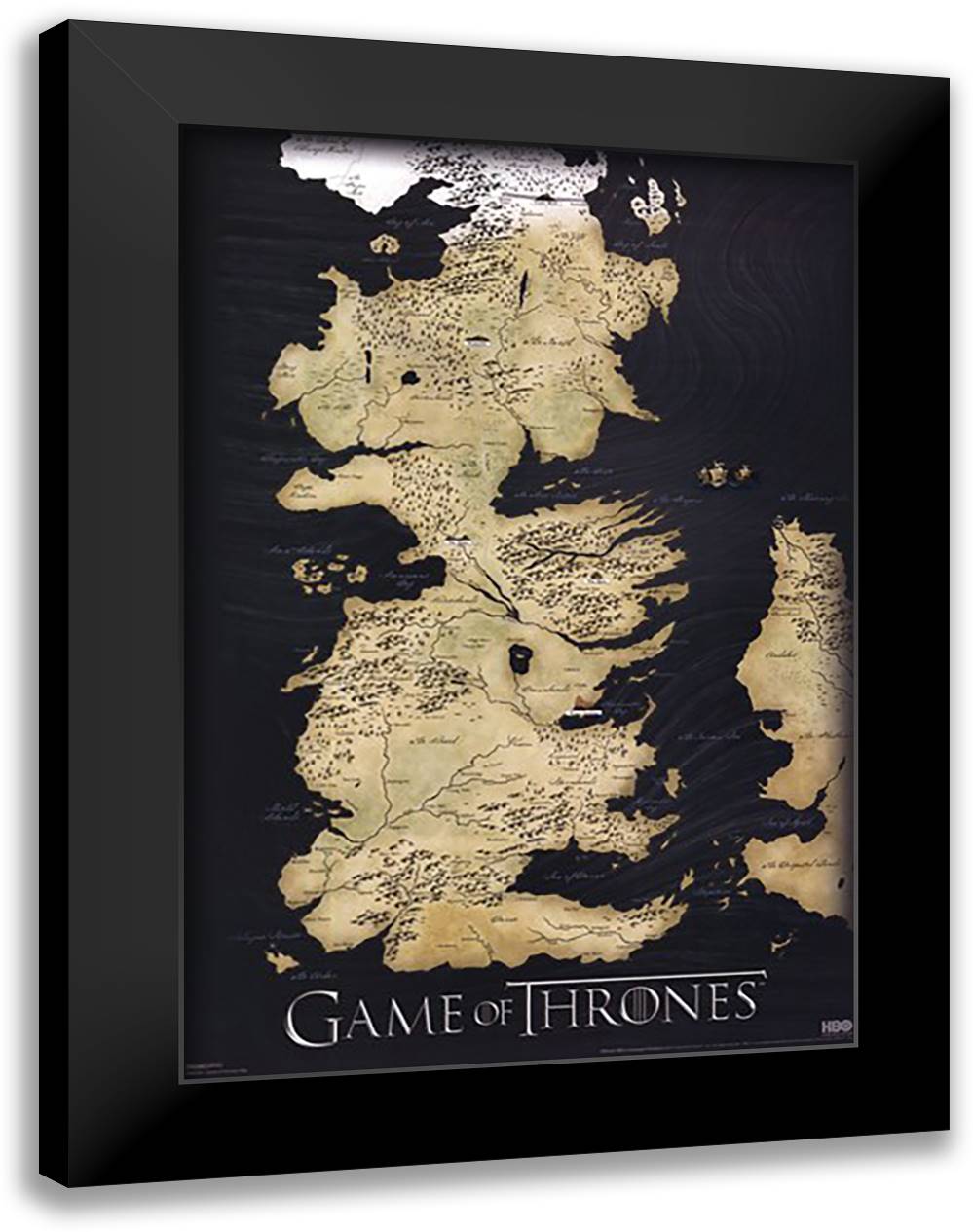 Game of Thrones - Map 28x40 Black Modern Wood Framed Art Print Poster