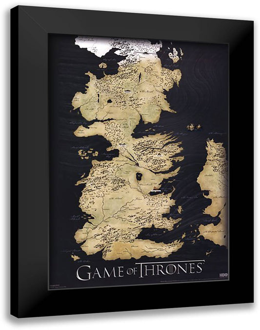 Game of Thrones - Map 28x40 Black Modern Wood Framed Art Print Poster