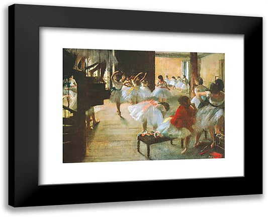Ballet Rehearsal 18x15 Black Modern Wood Framed Art Print Poster by Degas, Edgar